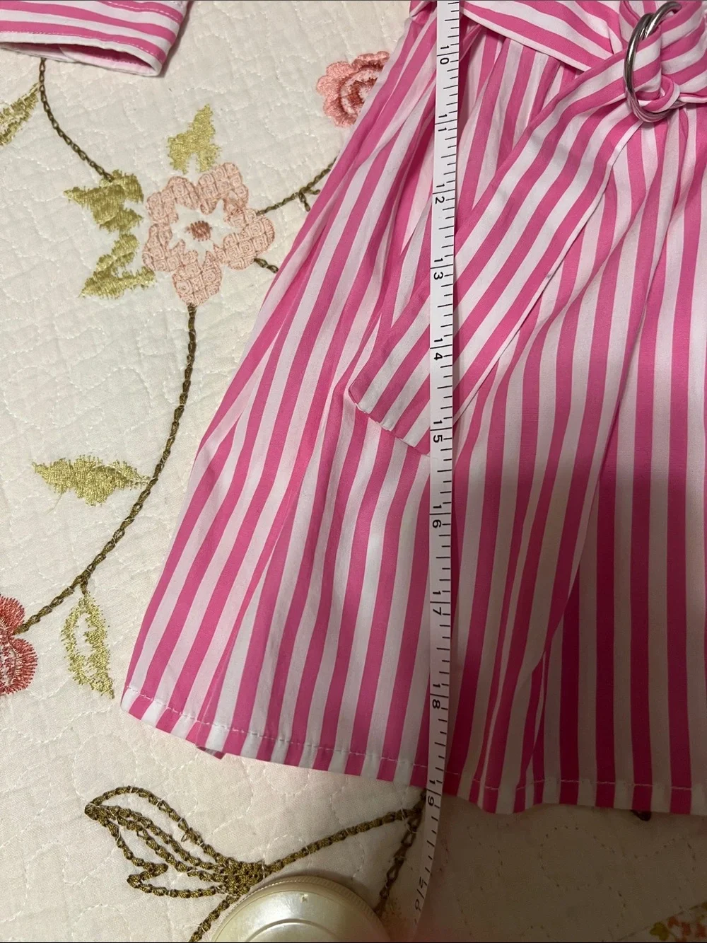 Ralph Lauren Pink and White Striped Shirt Dress with Belt